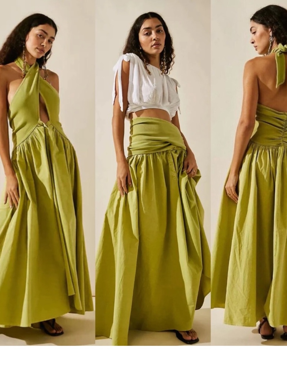 Free People Beach NEW Dimas Convertible Maxi Dress in Mojito Lime - Picture 1 of 8